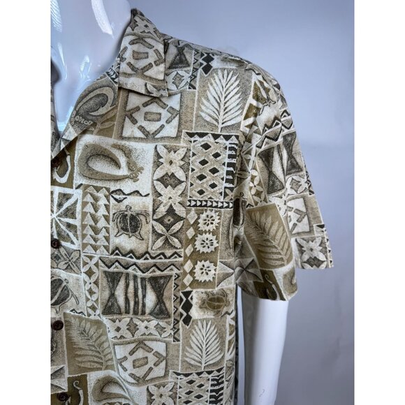 Ho Aloha Made In Hawaii Mens Beige Hawaiian Shirt - Picture 4 of 16